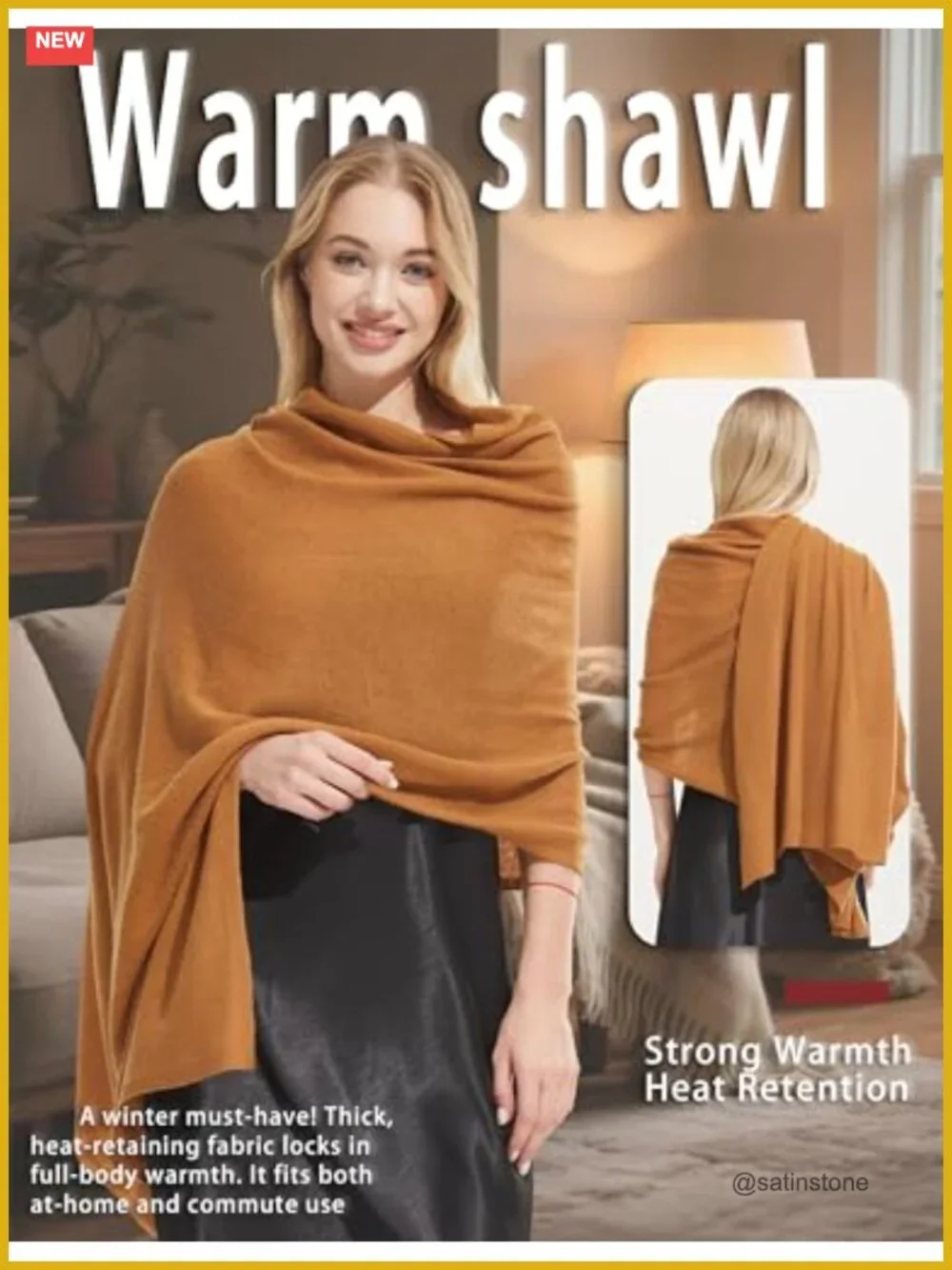 Cashmere Wool Blend Shawl Wrap Oversized Pashmina Scarf Travel Blanket